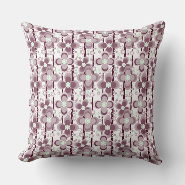 Almofada padrão floral marrom e branco (Frente)