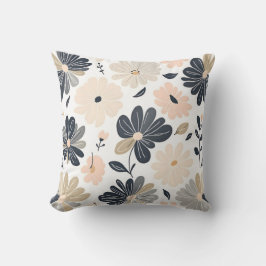 Almofada Padrão Floral Minimalista Moderno com Contorno Neg