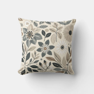 Almofada Padrão Floral Moderno Verde de Creme e Sage