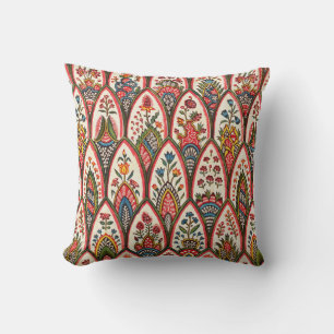 Almofada PADRÃO FLORAL ORIENTAL Folhas coloridas