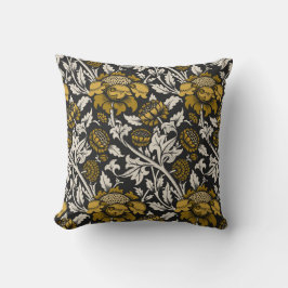 Almofada Padrão floral ornamentado com grandes flores doura