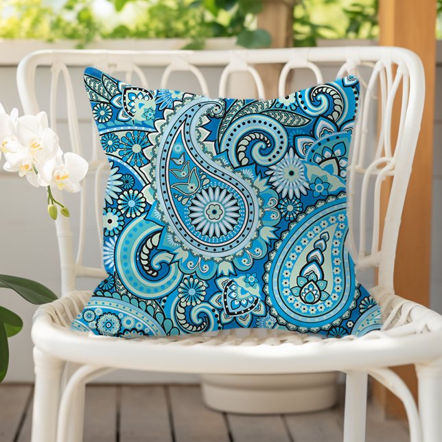 Almofada Padrão Floral Paisley Azul (Criador carregado)