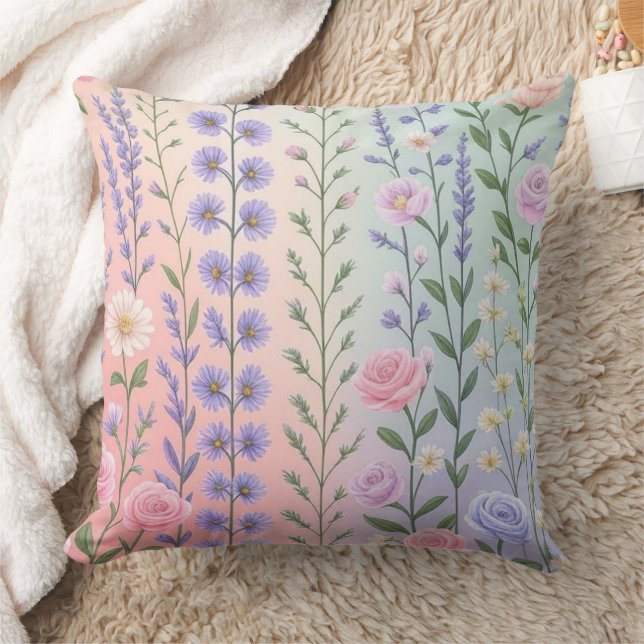 Almofada Padrão Floral Pastel   (Cobertor)
