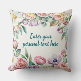 Almofada Padrão Floral Pastel - Texto Personalizável