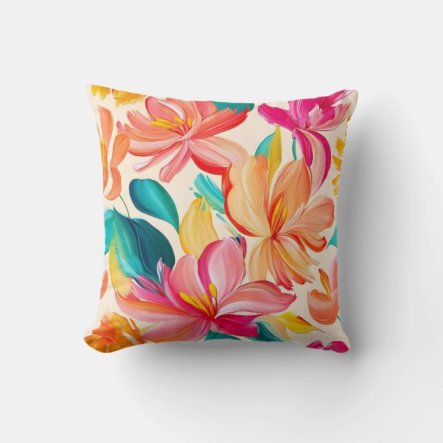 Almofada Padrão Floral Pintado Vibrante (Frente)