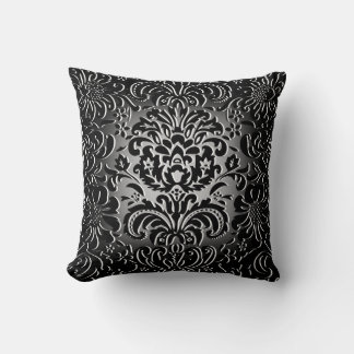 Almofada Padrão Floral "Relógio de Moca" da Cinza Escura