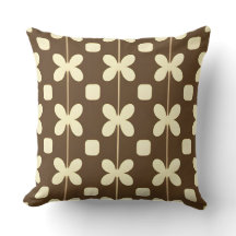 Padrão Floral Retro com Marrom e Bege