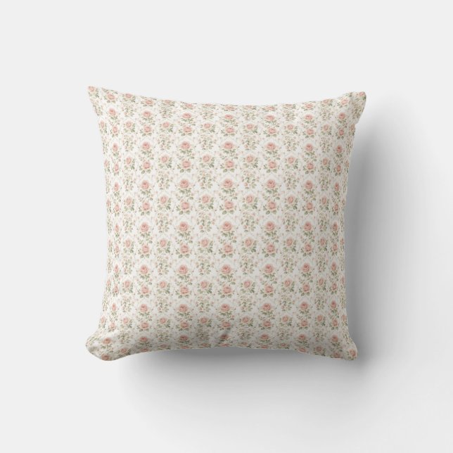 Almofada Padrão Floral Rosa Bege Vintage (Frente)