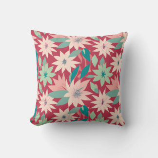 Almofada Padrão Floral Rosa e Vermelho