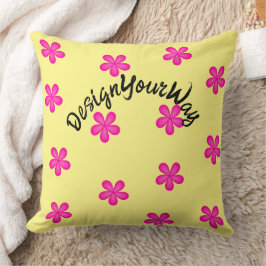 Almofada padrão floral rosa moderno do século médio