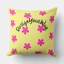 Almofada padrão floral rosa moderno do século médio