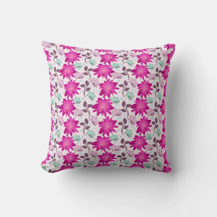 Almofada Padrão Floral Rosa Vibrante   Flores Modernas Ousa
