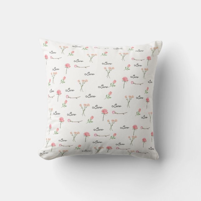 Almofada Padrão Floral Rosa Vintage Amor (Frente)