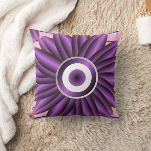 Almofada Padrão Floral Roxo Moderno Desenho de Flor Abstrat