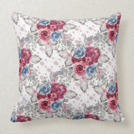 Almofada Padrão Floral sem costura - Azul empoeirado e Borg