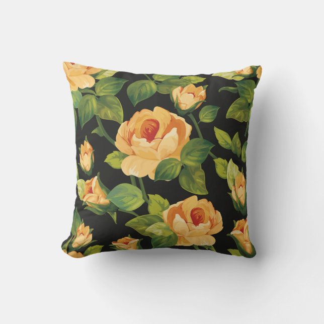 Almofada Padrão floral sem costura com belos rosas (Frente)