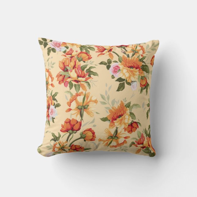 Almofada Padrão floral sem costura com rosas, aquarela. Il (Frente)
