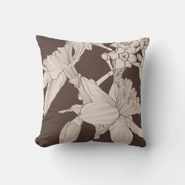 Almofada Padrão floral sem costura, flores de daffodils. (Frente)