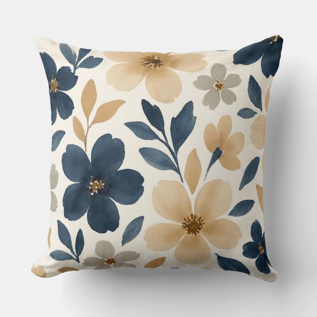 Almofada Padrão floral suave e cremoso (Frente)