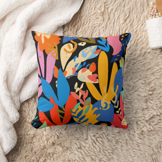 Almofada Padrão floral tropical colorido moderno. Boca-bran (Cobertor)