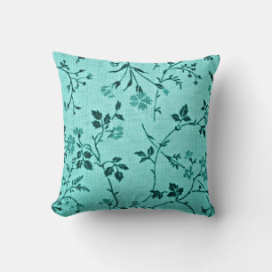 Almofada Padrão floral turquesa