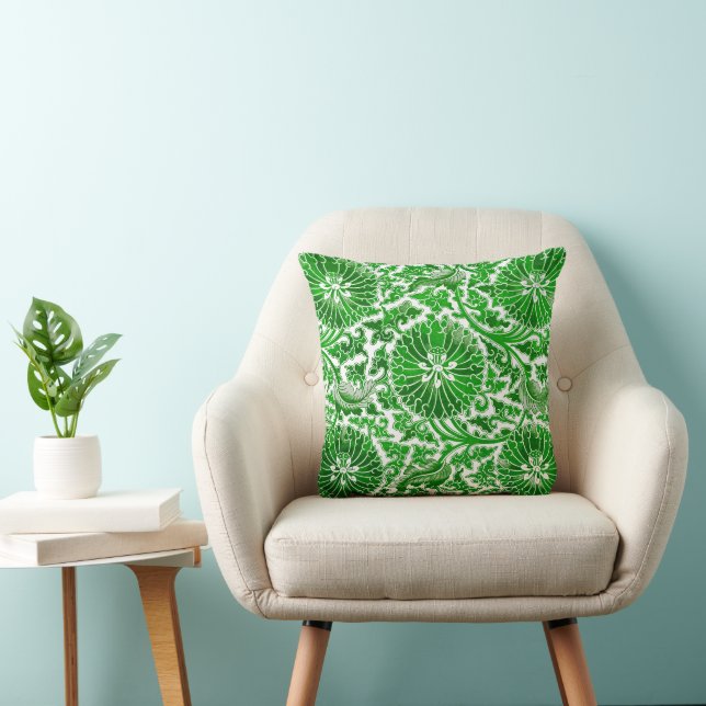 Almofada Padrão Floral Verde e Branco (Cadeira)