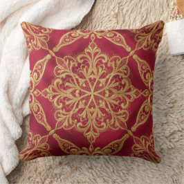 Almofada Padrão Floral Vermelho e Amarelo