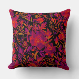 Almofada Padrão floral vermelho quente