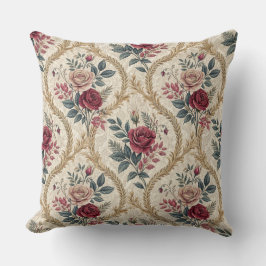 Almofada Padrão Floral Vintage Damasco Rosa Barroco Ornamen