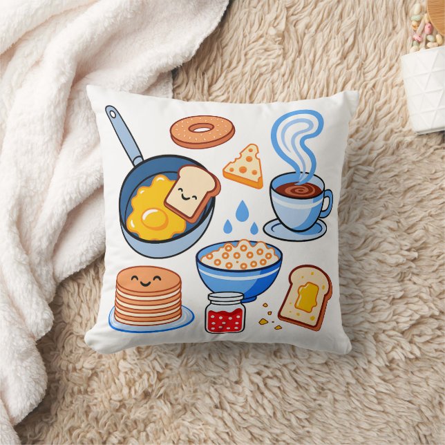 Almofada Padrão Fofo de Café da Manhã – Comida Kawaii Sem C (Cobertor)