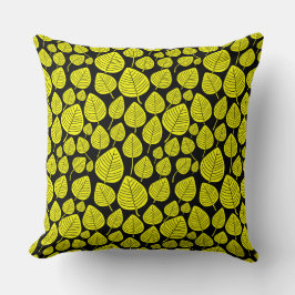 Almofada Padrão Folha 02 - Amarelo em preto