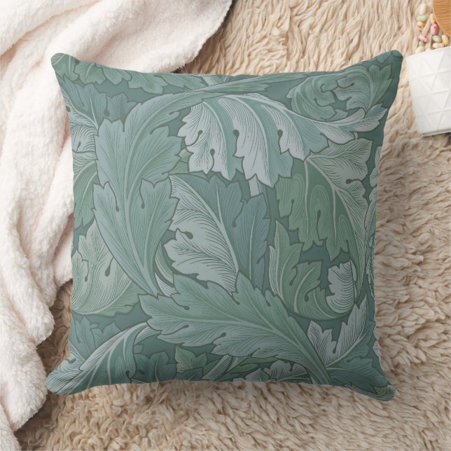 Almofada Padrão Folha de Acanto Azul Teal de William Morris (Cobertor)