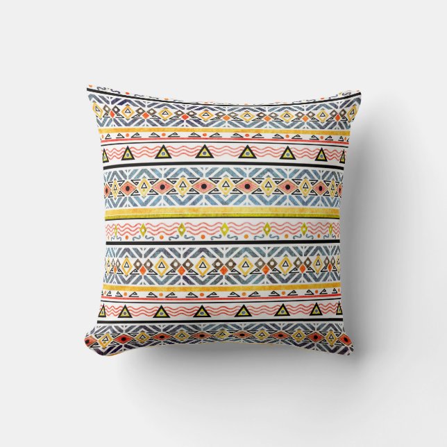 Almofada Padrão foliar tribal grunge ethno estilo retro (Frente)
