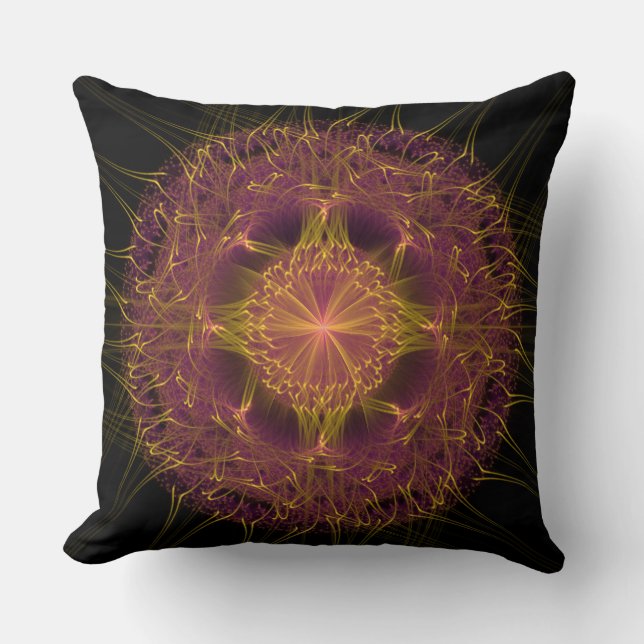 Almofada Padrão fractal de fada brilhante (Frente)