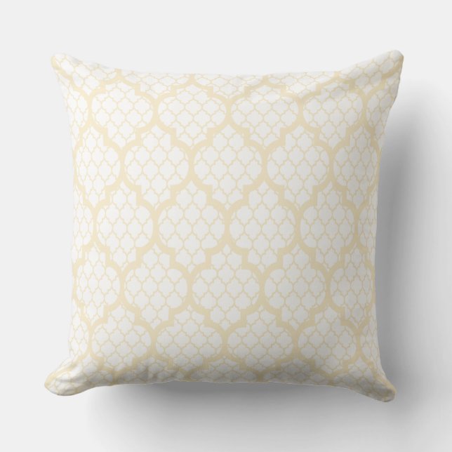 Almofada Padrão Geométrico 2 Do Quatrefoil Branco E Beige (Frente)