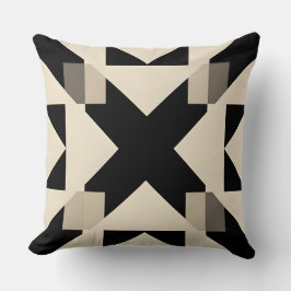 Almofada Padrão Geométrico abstrato com Preto Contrastante