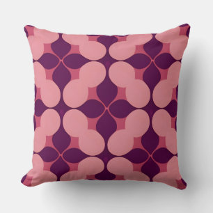 Almofada Padrão Geométrico Abstrato em Tons Rosa e Roxo