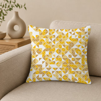 Almofada Padrão Geométrico Amarelo Dourado Moderno
