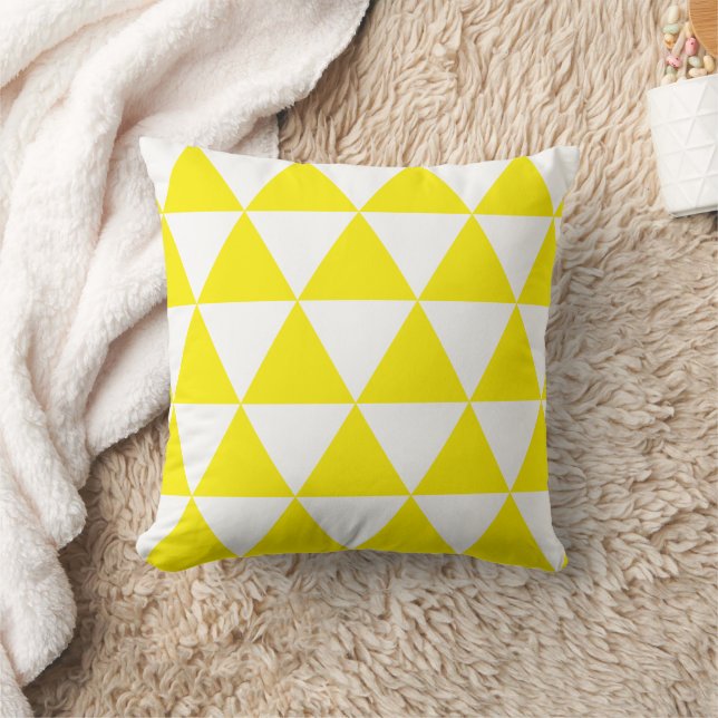 Almofada Padrão Geométrico Amarelo e Branco (Cobertor)