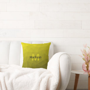 Almofada Padrão geométrico amarelo-ombre Monograma