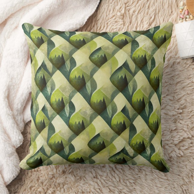 Almofada Padrão Geométrico Art Déco Ouro Verde (Cobertor)