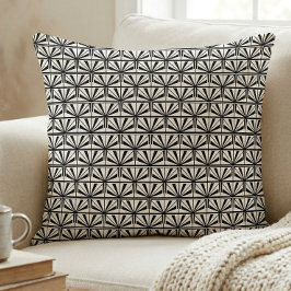 Almofada Padrão Geométrico Art Déco Preto Branco
