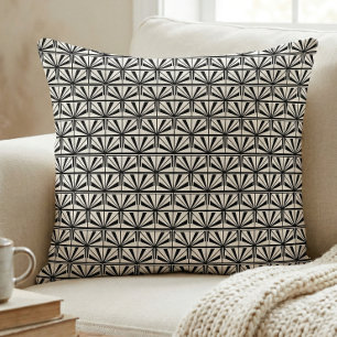 Almofada Padrão Geométrico Art Déco Preto Branco