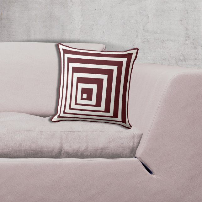 Almofada Padrão Geométrico Branco e Canto Vermelho (Geometric White & Red Corner Pattern Throw Pillow)