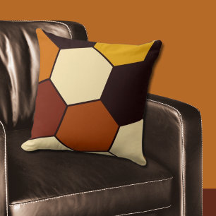 Almofada Padrão Geométrico de Hexágono Laranja e Preto