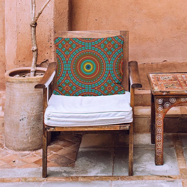 Almofada Padrão Geométrico do Boho Rustic Rústico Ochre Ver (Criador carregado)