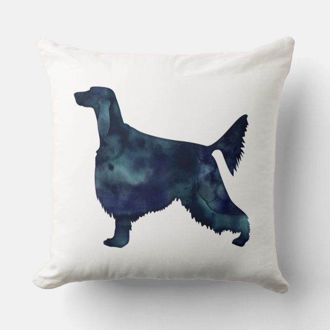 Almofada Padrão Geométrico do Setter Irlandês - Silhueta Pr (Frente)