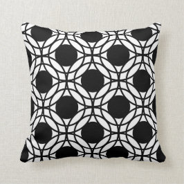 Almofada Padrão Geométrico dos Círculos Pretos e Brancos