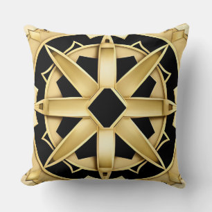 Almofada Padrão Geométrico Dourado Art Déco