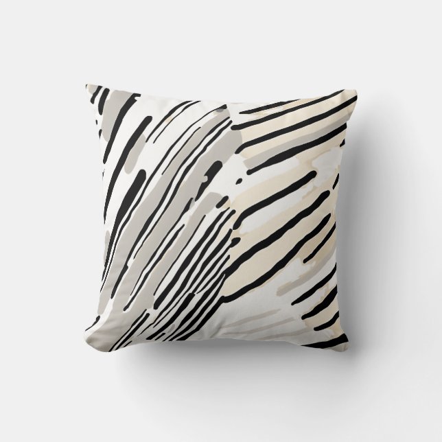 Almofada Padrão geométrico em preto, branco e Cinza (Frente)